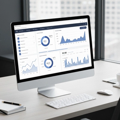 Modern data analytics dashboard with charts and graphs