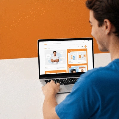 Person interacting with a personalized digital marketing campaign on a laptop, showing tailored content, no text, no words, no typography, clean image