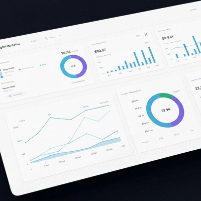 Dashboard displaying digital marketing ROI metrics and graphs